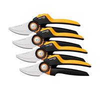 Fiskars Tijeras de jardín Bypass L, X-series PowerGear, P961, Mango giratorio, Para ramas frescas, Recubrimiento antiadherente, Cuchillas acero inoxidable, Longitud: 22,2 cm, Negro/Naranja, 1057175