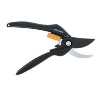 Fiskars Tijeras de podar con cuchilla bypass | Acero de calidad/Capa antiadherente, Color: Negro/Naranja, 1000567
