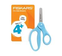 Fiskars Tijeras de punta roma de 5 pulgadas para niños de 4 a 7 años, para la escuela o manualidades, suministros de regreso a clases, turquesa