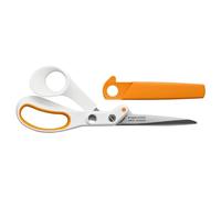 Fiskars Tijeras de sastre Razor Edge – 21 cm, hoja acero inoxidable, mangos plásticos blanco/naranja