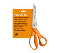 Fiskars - Tijeras dentadas de 20 cm con mango naranja, para cortar tela y