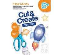 Fiskars Tijeras Infantiles y Libro de Manualidades con Consejos y Trucos, A partir de 6 años, Para diestros, Acero inoxidable/plástico, Azul, 1077664