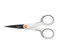 Fiskars Tijeras Micro-Tip para Materiales de Manualidades Adhesivos, Recubrimiento Antiadherente, 12,3 cm, Acero Inoxidable/Plástico, Blanco/Naranja, 1070025