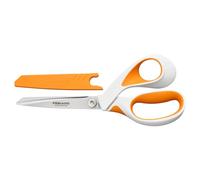 Fiskars Tijeras para Tela Razor Edge, Longitud: 20,7 cm, Hoja de Acero Inoxidable/Mango de Plástico, Blanco/Naranja, 1070078
