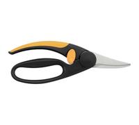 Fiskars Tijeras universales con mango protector SP45, Longitud: 22 cm | Mango de plástico reforzado con hoja de acero inoxidable/fibra de vidrio, negro/naranja, Elegance, P45, 1001533