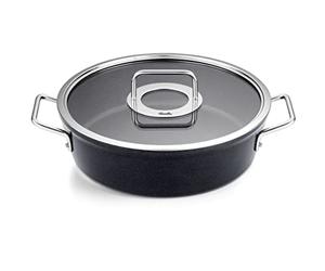 Fissler Adamant Asadera de 4,3 L y 28 cm de Diámetro, Aluminio, Asadera con Tapadera de Vidrio, Antiadherente, Inducción