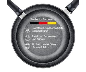 Fissler Adamant Classic/Juego de sartenes (2 piezas, diámetro 24 + 28 cm) - sartenes antiadherentes a base de agua resistentes a los arañazos, de aluminio reciclado, aptas para inducción, calidad