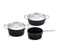 Fissler Adamant Juego de Cacerolas de Aluminio, 3 Piezas, con Tapadera Metálica, Antiadherente (1 Cacerola, 1 Sartén, 1 Cazo), Inducción