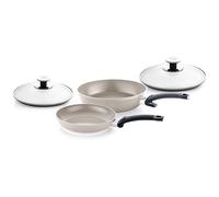 Fissler Ceratal Comfort & Classic - Juego de 4 sartenes de aluminio con revestimiento de cerámica (24 + 28 cm) + 2 tapas de cristal, sartén antiadherente, inducción