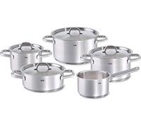 Fissler - Family line - Juego de ollas de acero inoxidable, compuesto por 5 piezas (3 ollas de cocción, 1 rustidera, 1 cazo) con tapaderas, lavable en el lavavajillas y apto para inducción