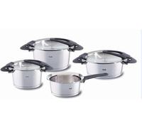 Fissler Intensa Juego de Ollas de Acero Inoxidable, 4 Piezas, 2 Ollas, 1 Cacerola con Tapadera Metálica, 1 Cazo Sin Tapadera, Inducción