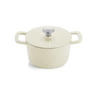 Fissler Moments Collection Tostadora de hierro fundido esmaltado, redonda, diámetro de 20 cm, olla de hierro fundido, función Cocotte AromaStar, inducción, color blanco marfil