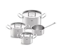 Fissler Original-Profi Collection Juego de ollas de acero inoxidable, 4 piezas, 3 ollas con tapa de metal, 1 cazo sin tapa, inducción