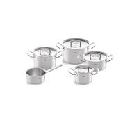 Fissler Original-Profi Collection Juego de ollas de acero inoxidable, 5 piezas, 3 ollas y 1 cacerola con tapa de metal, 1 cazo sin tapa, inducción