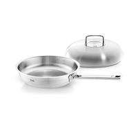 Fissler Original-Profi Collection Juego de 2 Sartenes de Acero Inoxidable, 28 cm de Diámetro, Sartén con Mango Sin Revestimiento y Tapadera de Gran Capacidad, Inducción