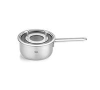 Fissler Pure Collection Cazo de Acero Inoxidable (de 1,4 L y 16 cm de Diámetro) con Tapadera de Vidrio, Escala Interna, Inducción