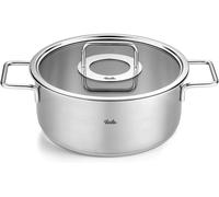 Fissler Pure Collection Rustidera de 3,9 L y 24 cm de Diámetro, Acero Inoxidable, con Tapadera de Vidrio, Escala de Medición Interior, Inducción