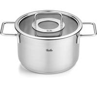 Fissler Pure Collection Olla de 3,6 L y 20 cm de Diámetro, Acero Inoxidable, con Tapadera de Vidrio, Escala de Medición Interior, Inducción