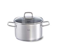 Fissler Viseo Olla de 3,6 L y 20 cm de diámetro, acero inoxidable, tapa de cristal, escala de medición integrada, reborde, de bajo consumo, para todo tipo de placas, también inducción