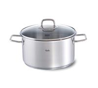 Fissler Viseo Olla de 5,7 L y 24 cm de diámetro, acero inoxidable, tapa de cristal, escala de medición integrada, reborde, de bajo consumo, para todo tipo de placas, también inducción