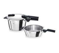 Fissler Vitaquick Juego de 3 ollas a presión (1 olla a presión de 4,5 l y 1 sartén a presión de 2,5 l y 22 cm de diámetro), inducción