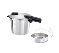 Fissler Olla a presión Vitaquick 6 L, 22 cm, acero inoxidable, 2 niveles, apta para inducción