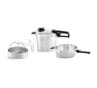 Fissler - Ollas a presión Vitavit Premium, 4 pzas (6L y 2,5L, Ø22cm) tapa metal, vapor, inducción