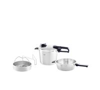 Fissler - Ollas a presión Vitavit Premium, 4 pzas (6L y 2,5L, Ø22cm) tapa metal, vapor, inducción