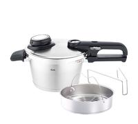 Fissler Vitavit Premium Olla a presión de 2,5 L y 18 cm de diámetro, acero inoxidable, 4 niveles de cocción, incluye accesorio de cocción al vapor, inducción