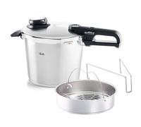 Fissler Vitavit Premium Olla a presión de 6 L y 22 cm de diámetro, acero inoxidable, 4 niveles de cocción, incluye accesorio de cocción al vapor, inducción