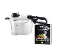 Fissler Vitavit Set de olla a presión, 4,5 l, 22 cm de diámetro, con accesorio de cocción al vapor y libro de recetas gratis, Olla de acero inoxidable, 4 niveles de cocción, inducción