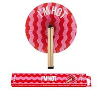 Fisura - Abanico Plegable con Mensaje “I’m h*t”. Abanico Plegable Original de Papel. PAI PAI Rosa y Rojo. Detalle de Boda para Invitados. Regalo Fiesta o Ceremonias.