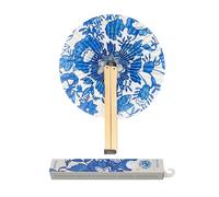 Fisura - Abanico plegable de flores azules. Abanico plegable original de papel. Pai pai azul y blanco. Detalle de boda para invitados. Regalo fiesta o ceremonias.