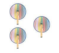 Fisura - Abanico plegable de rayas multicolor. Abanico plegable original de papel. Pai pai multicolor. Detalle de boda para invitados. Regalo fiesta o ceremonias. 3 unidades