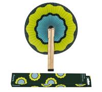 Fisura - Abanico plegable verde con ondas. Abanico plegable original de papel. Pai pai verde y azul. Detalle de boda para invitados. Regalo fiesta o ceremonias.