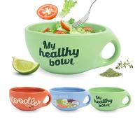 Fisura - Bol ensalada verde “my healthy bowl”. Bowl de desayuno original. Cuenco para sopa. Tazón de cerámica 680 ml para desayuno, ensalada o sopa. 19,5 cm x 8,5 cm
