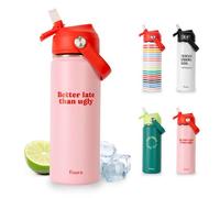 Fisura - Botella de agua original “Better late than ugly”. Botella térmica de 500 ml. Termo de acero inoxidable libre de BOA. Termo con pajita para deporte, viaje, exterior, oficina.