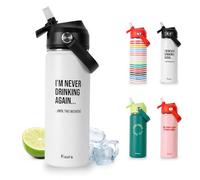 Fisura - Botella de agua original “I’m never drinking again”. Botella térmica de 500 ml. Termo de acero inoxidable libre de BOA. Termo con pajita para deporte, viaje, exterior, oficina.