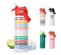 Fisura - Botella de agua original “Rayas”. Botella térmica de 500 ml. Termo de acero inoxidable libre de BOA. Termo con pajita para deporte, viaje, exterior, oficina.