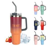 Fisura - Botella de agua térmica 1,2 litros Botella térmica grande. Botella de acero inoxidable. Sin BPA. 24 horas frío / 12 horas calor. Con pajita incluida. 9,8 cm x 27,8 cm (Hot, degradado)