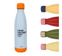 Fisura - Botella de agua térmica 500 ml sin BPA “Guest list”. Botella de agua térmica de acero inoxidable 500ml.12 horas de bebida Caliente y 24 horas de bebida fría. A prueba de fugas.