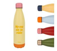 Fisura - Botella de agua térmica 500 ml sin BPA “No me da la vida”. Botella de agua térmica de acero inoxidable 500ml.12 horas de bebida Caliente y 24 horas de bebida fría. A prueba de fugas.