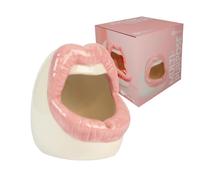 Fisura - Cenicero decorativo con forma de labios en color rosa, diseño original y divertido para regalar. Accesorio de cerámica. Medidas: 9,5 x 11,5 x 12 cm