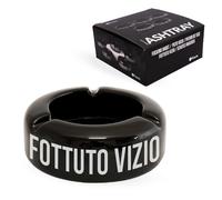 FISURA - Cenicero negro con mensaje “F*ttuto vizio”. Ceniceros originales con frase graciosa. Fabricado en cerámica. Medidas: 10 x 10 x 4 centímetros.