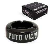 FISURA - Cenicero negro con mensaje “p*to vicio”. Ceniceros originales con frase graciosa. Fabricado en cerámica. Medidas: 10 x 10 x 4 centímetros.