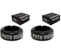 FISURA - Cenicero negro con mensaje “p*to vicio”. Ceniceros originales con frase graciosa. Fabricado en cerámica. Medidas: 10 x 10 x 4 centímetros. (Paquete de 2)