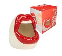 Fisura - Cenicero original con forma de labios en color rojo, diseño divertido de cerámica ideal para regalar. Accesorio decorativo. 9,5 x 11,5 x 12 cm
