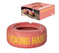 FISURA - Cenicero rosa con mensaje “F*cking habit”. Ceniceros originales con frase graciosa. Fabricado en cerámica. Medidas: 10 x 10 x 4 centímetros.