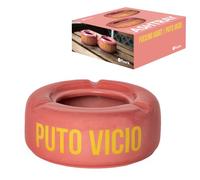 FISURA - Cenicero rosa con mensaje “p*to vicio”. Ceniceros originales con frase graciosa. Fabricado en cerámica. Medidas: 10 x 10 x 4 centímetros.