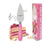 Fisura - Corta tarta original “Let’s celebrate”. Pala para servir tarta con música. Pala de acero inoxidable con cortador y servidor. Ideal para eventos y fiestas familiares. 4 canciones